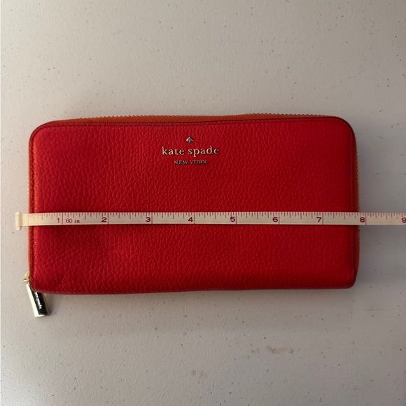 Kate Spade Bright Coral Leather Zip Wallet – Pebbled Leather Gold Hardware - Picture 6 of 6